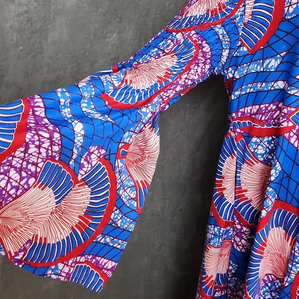 Advance Apparel Ankara AFRICAN Bell Sleeve print dress free size - Picture 7 of 14